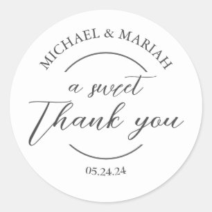 Sticker Rond Cadeau de remerciement de mariage simple élégant