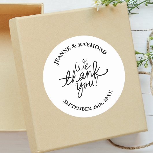 Sticker Rond Cadeau de Remerciement de Mariage Simple Minimalis