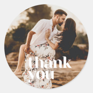 Sticker Rond Cadeau de remerciement de photo de mariage moderne