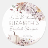 Sticker Rond Cadeau de remerciement de shower de mariée d'autom (Devant)