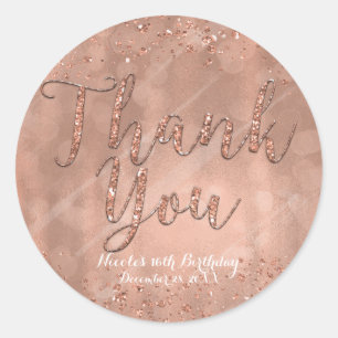 Sticker Rond Cadeau de remerciement Fête Rose Gold Glamour Rose