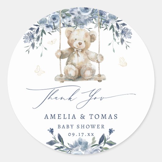 Sticker Rond Cadeau de Remerciement pour Baby Shower Balançoire (Devant)