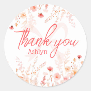 Sticker Rond Cadeau de remerciement pour Baby Shower Bohème Fle