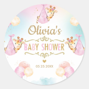 Sticker Rond Cadeau de remerciement pour Baby Shower Fille Gira