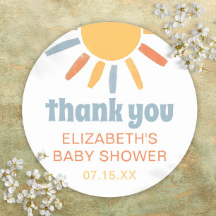 Sticker Rond Cadeau de Remerciement pour Baby Shower Fille ou G