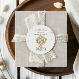 Sticker Rond Cadeau de Remerciement pour Baby Shower Ours Migno