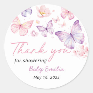 Sticker Rond Cadeau de remerciement pour Baby Shower Papillon R