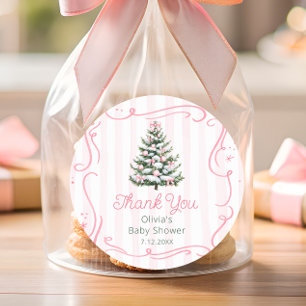 Sticker Rond Cadeau de remerciement pour Baby Shower Thè Noël R