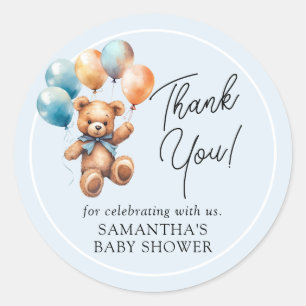 Sticker Rond Cadeau de remerciement pour bébé garçon ours en pe