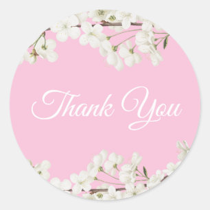 Sticker Rond Cadeau de Remerciement pour une Mariée Fleur Blanc