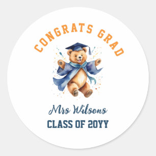 Sticker Rond Cadeau de remise de diplôme de maternelle ourson m