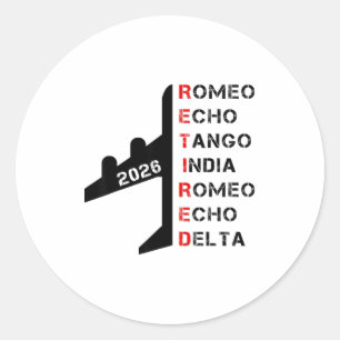 Sticker Rond Cadeau de retraite de l'alphabet phonétique du lot