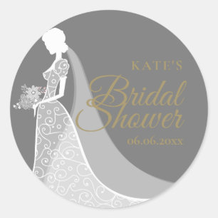 Sticker Rond Cadeau de Robe de Mariée en Dentelle pour la Fête