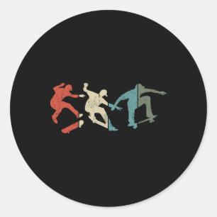 Sticker Rond Cadeau de rythme cardiaque de skateboard pour skat