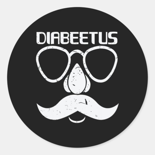 Sticker Rond Cadeau de sensibilisation Diabeetus Beard Diabète (Devant)