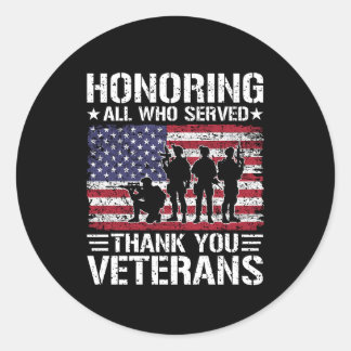 Sticker Rond Cadeau de service militaire patriotique Merci aux 