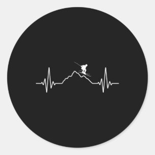 Sticker Rond Cadeau de ski de rythme cardiaque pour skieurs _1
