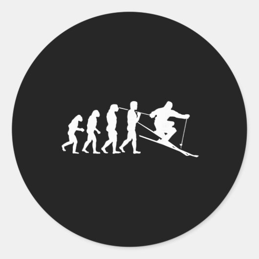 Sticker Rond Cadeau de ski d'évolution de ski Sport d'hiver  (Devant)