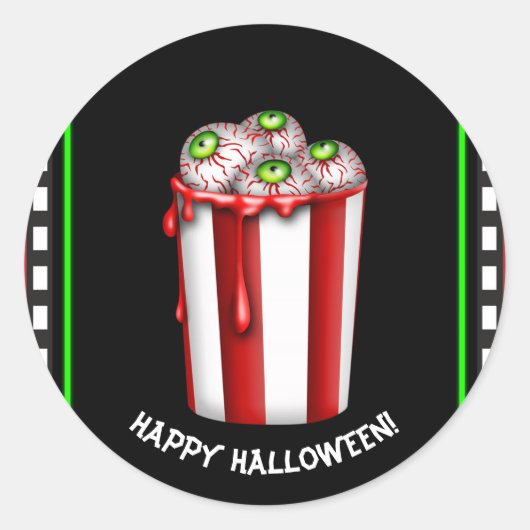Sticker Rond Cadeau de soirée d'Halloween à boule de pop-corn (Devant)