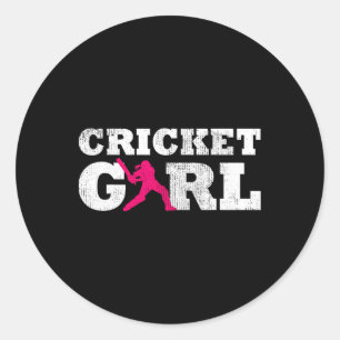 Sticker Rond Cadeau de sport silhouette joueuse de cricket fill