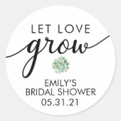 Sticker Rond Cadeau de succulente pour douche nuptiale (Devant)