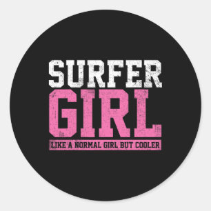 Sticker Rond Cadeau de surf pour fille surfeuse