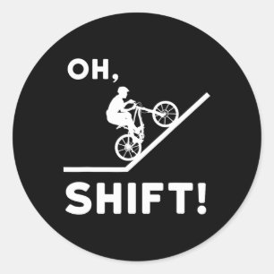 Sticker Rond Cadeau de VTT pour cycliste de montagne - Oh Shift