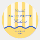 Sticker Rond Cadeau de weekend de Bachelorette d'été moderne (Devant)