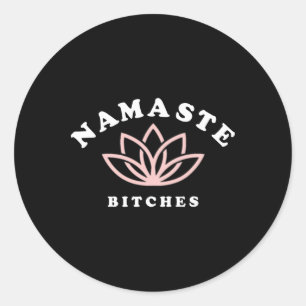 Sticker Rond Cadeau de yoga drôle de fleur de lotus de Namaste