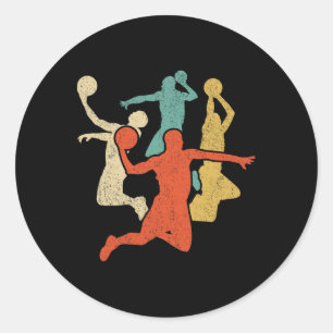 Sticker Rond Cadeau d'équipe rétro silhouette vintage Sketll 60
