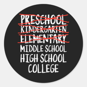 Sticker Rond Cadeau d'études élémentaires - Le collège à s