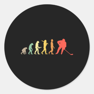 Sticker Rond Cadeau d'évolution du hockey sur glace rétro pour