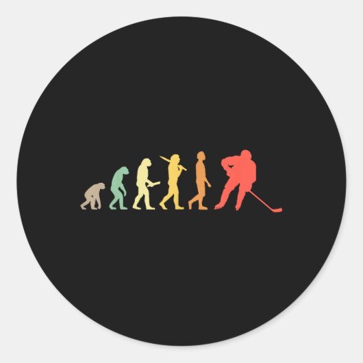 Sticker Rond Cadeau d'évolution du hockey sur glace rétro pour (Devant)