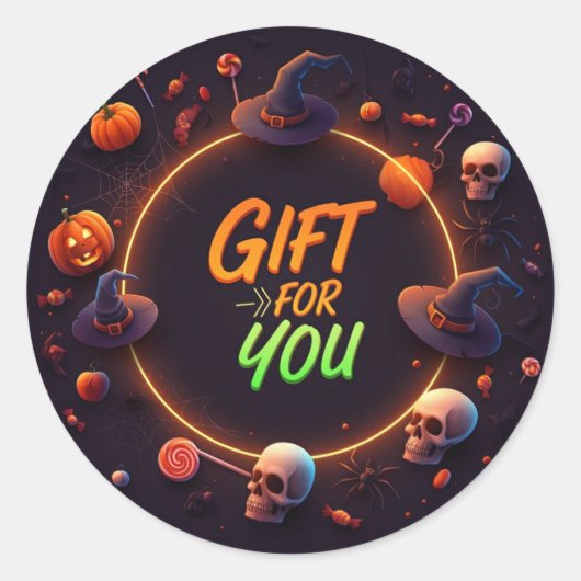 Sticker Rond Cadeau d'Halloween pour vous (Devant)