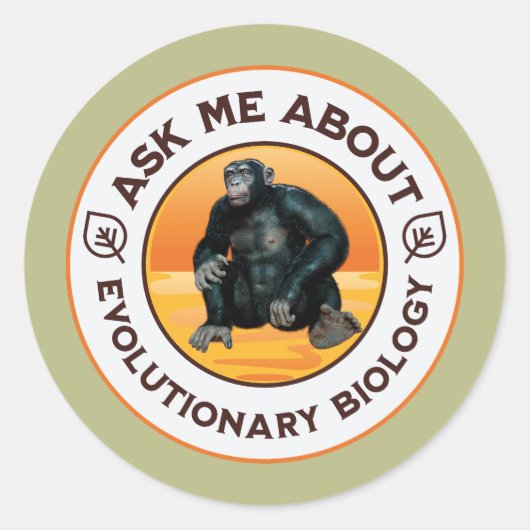Sticker Rond Cadeau d'humour sur l'évolution pour un professeur (Devant)