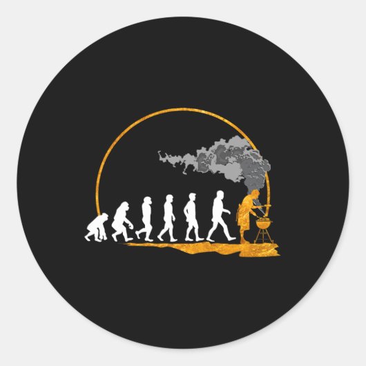 Sticker Rond Cadeau d'impression pour hommes Grilling Evolution (Devant)