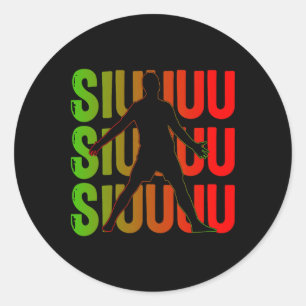 Sticker Rond Cadeau drôle de foot Siuuuu pour les amateurs de f
