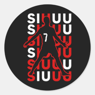 Sticker Rond Cadeau drôle de football Siuuuu pour les amateurs
