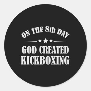 Sticker Rond Cadeau drôle de kickboxing Bible arts martiaux Box
