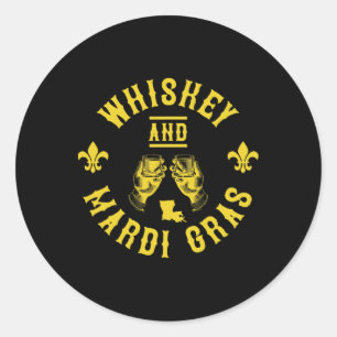 Sticker Rond Cadeau drôle de Mardi Gras et Whiskey La Nouvelle-