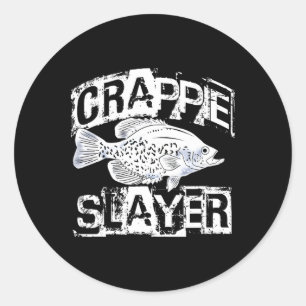 Sticker Rond Cadeau drôle de pêche au crapet arlequin pour homm