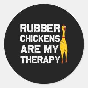 Sticker Rond Cadeau drôle de poulet en caoutchouc hommes femmes