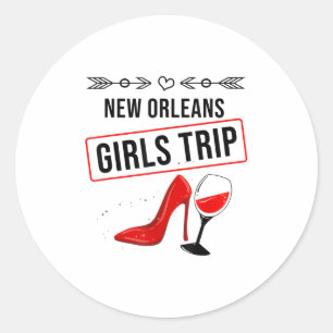 Sticker Rond Cadeau drôle de voyage de filles à la Nouvelle-Orl