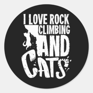 Sticker Rond Cadeau drôle d'escalade pour un amateur de chats