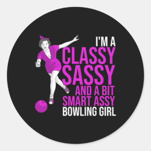 Sticker Rond Cadeau drôle et intelligent pour fille de bowling
