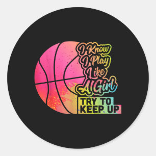 Sticker Rond Cadeau drôle pour femmes de baseball Équipe joue c