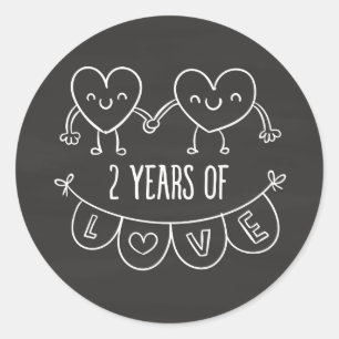 Sticker Rond Cadeau Du 2E Anniversaire Pour Son Coeur De Balle