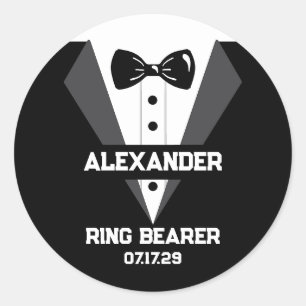 Sticker Rond Cadeau du porteur d'anneau avec nom personnalisé e
