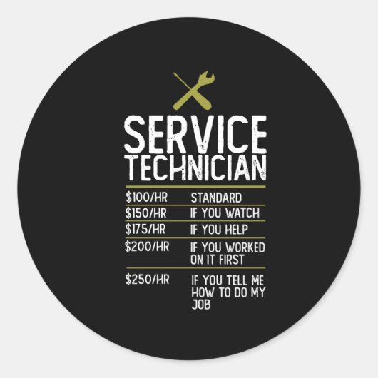 Sticker Rond Cadeau du technicien de service - Idée actuelle (Devant)