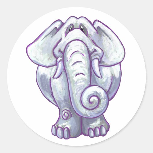 Sticker Rond Cadeau Eléphant blanc mignon (Devant)